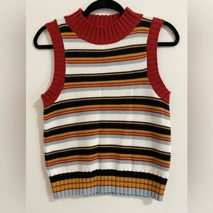 Stone Row Stripped Mock Neck Sweater Tank